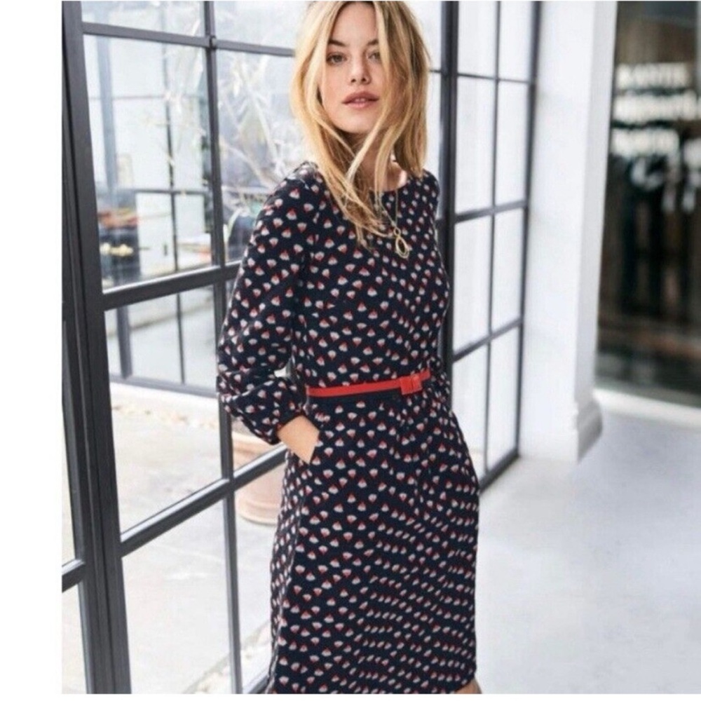 NEW! Boden Odelia Jersey Dress Black Orange Floral Puff Sleeve US 4P UK 8P